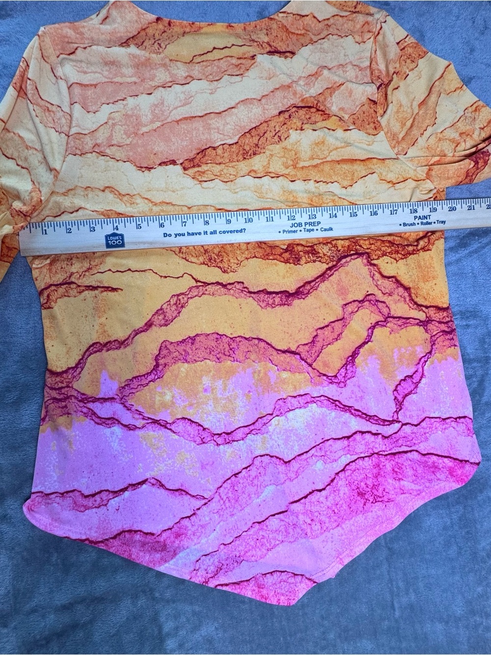 Alfani Pink and Orange Wave-Print Tie-Sleeve Blouse - Picture 6 of 9